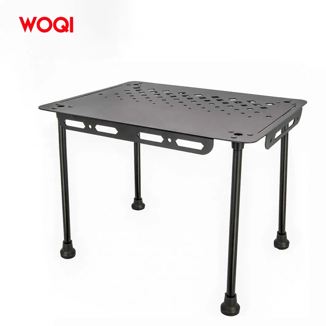 Black Adjustable Height Portable Ultra Light Folding Camping Barbecue Table with Holes