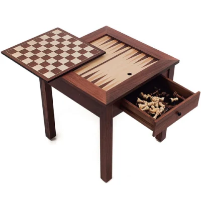  Madera 3 en 1 El Ajedrez Backgammon Tabla Tabla de ajedrez de madera con cajón y las piernas