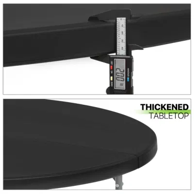  Duradero moderno de 60 pulgadas 153cm negro de plástico de HDPE de comedor de banquetes Mesa Redonda plegable