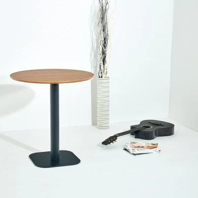 Del lado de la bandeja plegable Sofá Negro metal redonda pequeña mesa de café mesa de hierro té para exteriores e interiores