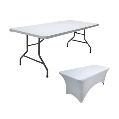 Barato Mayoristas 5ft Blanco 180 cm Eventos plástico 10 asientos Jardín 60 personas pulgada Mesa plegable redonda 6ft