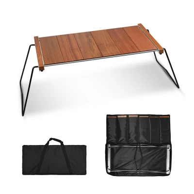  Barbacoa portátil IGT Camping Mesa de camping de madera plegable