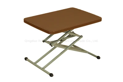 Comercio al por mayor de 4 niveles de altura ajustable portátil plegable plegable de plástico plegable portátil de la tabla de café, té de PVC exterior ajustable pequeña mesa plegable