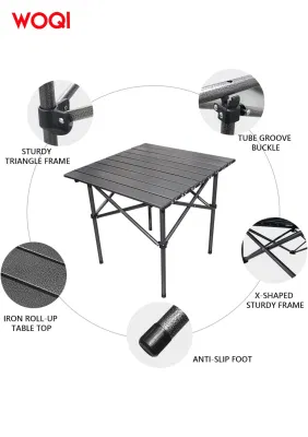  Woqi Mesa plegable 4 silla, ligero plegable correa portátil de mesa