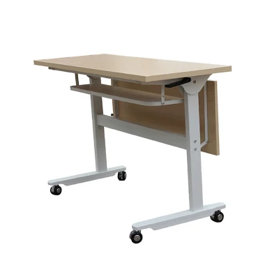  Metal sencillas de oficina la mesa de trabajo muebles de madera plegable plegable plegable plegable de conferencias Sala de formación superior de la Escuela Colegio mesa de estudio con ruedas