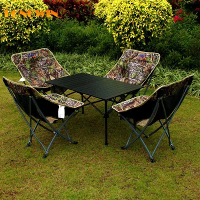  Muebles de comedor plegable Plegable de Madera para niños el agua de fuego con batería recargable de 8 pies de la piscina de madera de teca Patio exterior Lámpara de mesa y silla