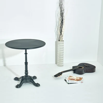 Del lado de la bandeja plegable Sofá Negro metal redonda pequeña mesa de café mesa de hierro té para exteriores e interiores