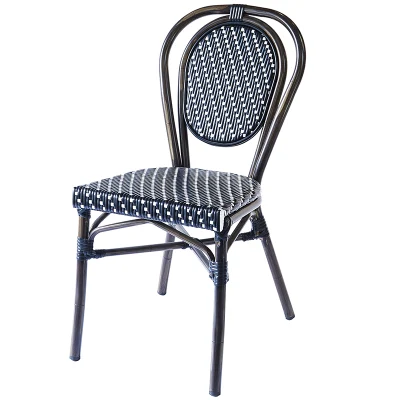  Bambú de aluminio de ratán apilable Muebles al aire libre Fiesta de boda mimbre Francés Silla Bistro