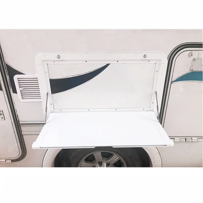  Aluminio plegable Camping Mesa comedor lateral pared-montado Locable exterior Picnic Caravana remolque RV Tabla 800*450mm