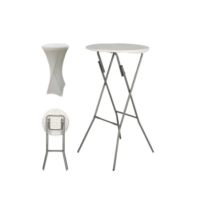  60cm Round High Top Bar plegable portátil Bar de mesa de cóctel Muebles Mobiliario Comercial moderno polvo revestido de metal marco