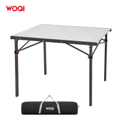 Woqi Mesa de camping con patas ajustables, mesa plegable de aluminio