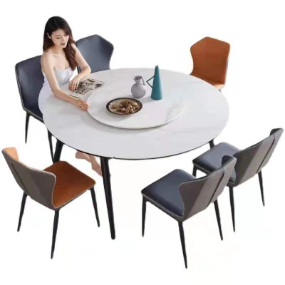  Banda de Rock mesa y silla de comedor moderno y minimalista combinación italianos Inicio pequeño apartamento mesa de comedor plegable escamoteable Mesa redonda de madera maciza