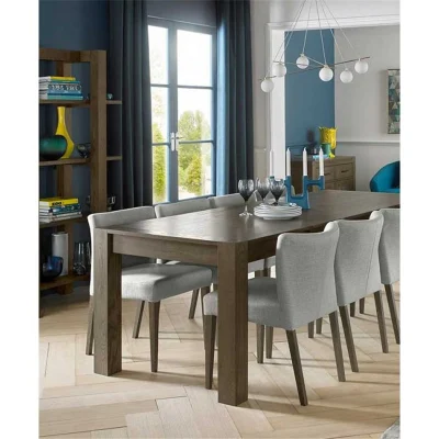 China fábrica suministro de alta calidad Turín Roble oscuro de madera grande Mesa de comedor extensible Sala de estar y mesa de restaurante clásicas