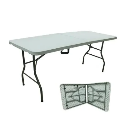 Al aire libre portátil plegable mesa abatible mesa de jardín de 6 pies de la Ronda de plástico blanco mesas y sillas para eventos parte plegables mesa
