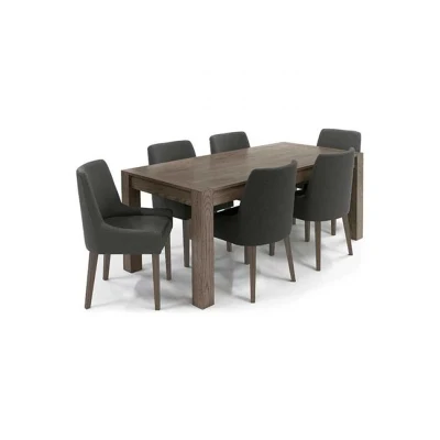 China fábrica suministro de alta calidad Turín Roble oscuro de madera grande Mesa de comedor extensible Sala de estar y mesa de restaurante clásicas