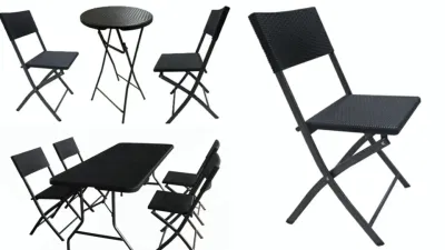  Industrial Comercial apilable Jardín plegable portátil exterior Negro resina plástico Sillas para Eventos Fiesta de Boda