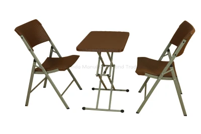 Comercio al por mayor de 4 niveles de altura ajustable portátil plegable plegable de plástico plegable portátil de la tabla de café, té de PVC exterior ajustable pequeña mesa plegable
