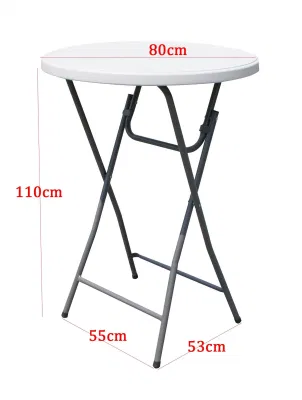  Cheap White Folding Cocktail Table Restaurant 80cm Nordic High Round Plastic Folding Bar Table, 110cm altura