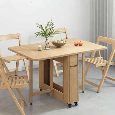 Mesa de comedor plegable de madera y silla plegable de ahorro de espacio de cocina, mesa de comedor