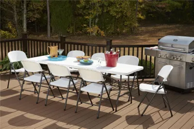  200cm Mesa plegable de patas metálicas para interior y. Eventos de fiestas al aire libre
