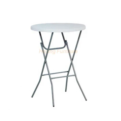  Mesa de barra plegable al por mayor Mesa alta con tapa de plástico y. Patas de acero Cocktail Bar Mesa