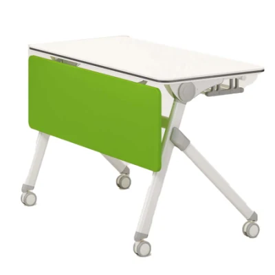  Mesa de estudio plegable de color verde y blanco para la escuela de oficina Sala de conferencias