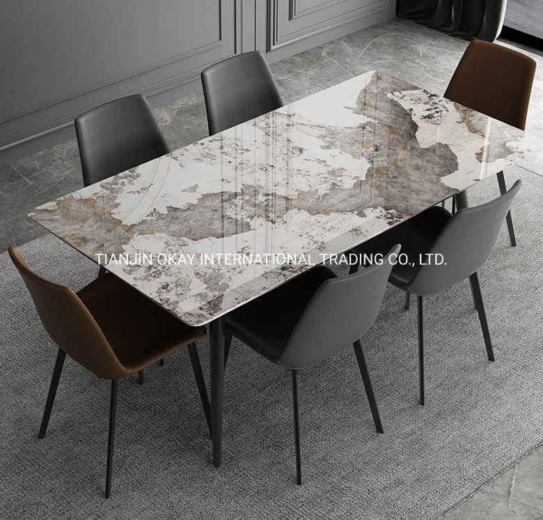 Manufacture OEM Nice Design Modern Italian Grey Slate Dining Table Ceramic Dining Table