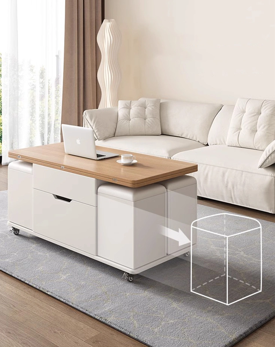 Modern Living Room Furniture Multifunctional Square Extendable Center Table Wooden Folding Coffee Table