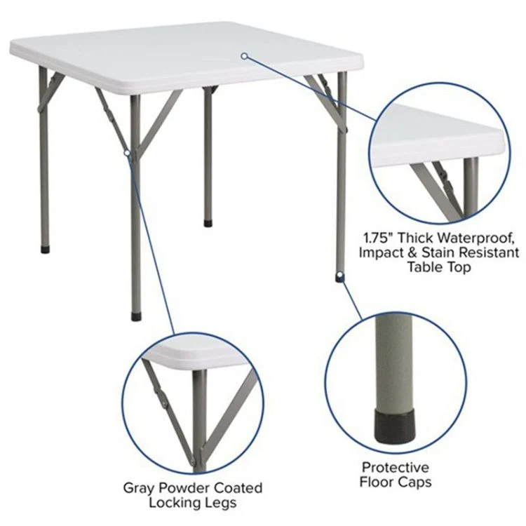 Outdoor 4 Seaters Square Foldable Plastic Picnic Folding Table