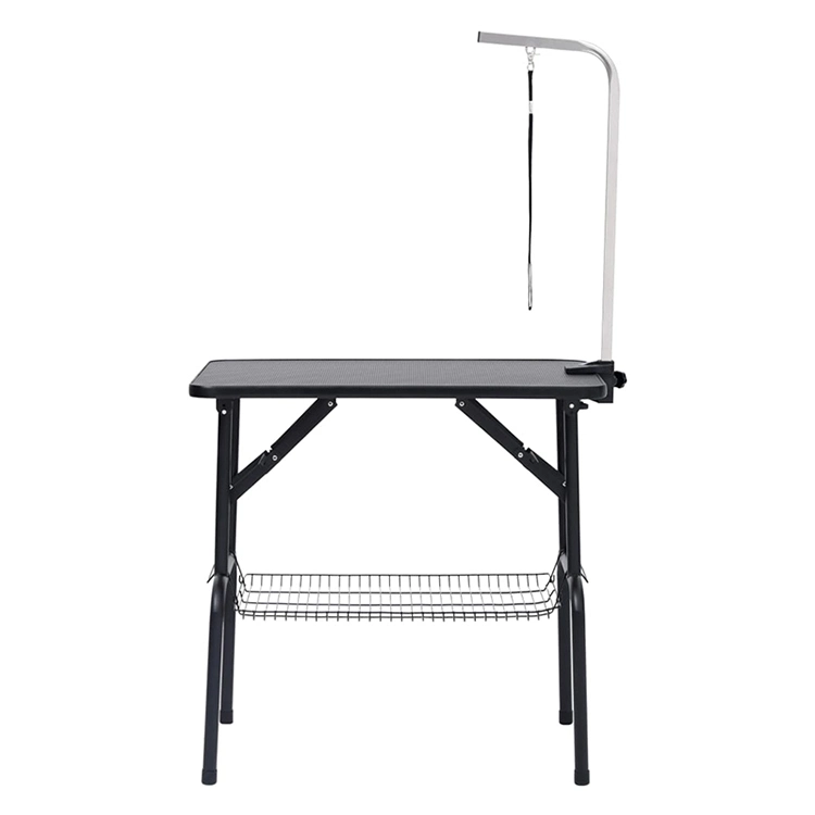 High Quality Black Foldable Grooming Table with Basket Manufacture Professional Factory