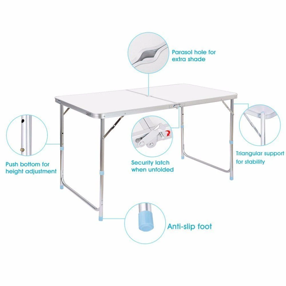 High Quality Promotional Fold in Half Table Plastic Camping Side Outdoor Tables