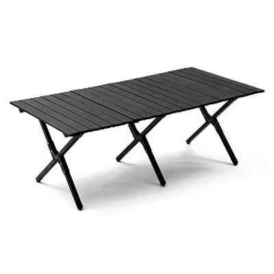 Outdoor Custom Logo Foldable Ultralight Portable Wooden Folding Egg Roll Table Picnic Aluminum Dining Foldable Black Travel Table