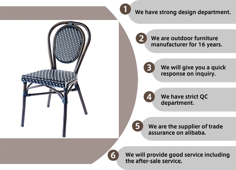 Stackable Rattan Aluminum Bamboo Outdoor Furniture Wedding Party Wicker French Bistro Chair