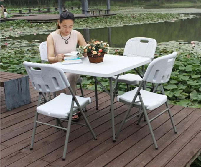 3-Foot Square Granite White Plastic Folding Table