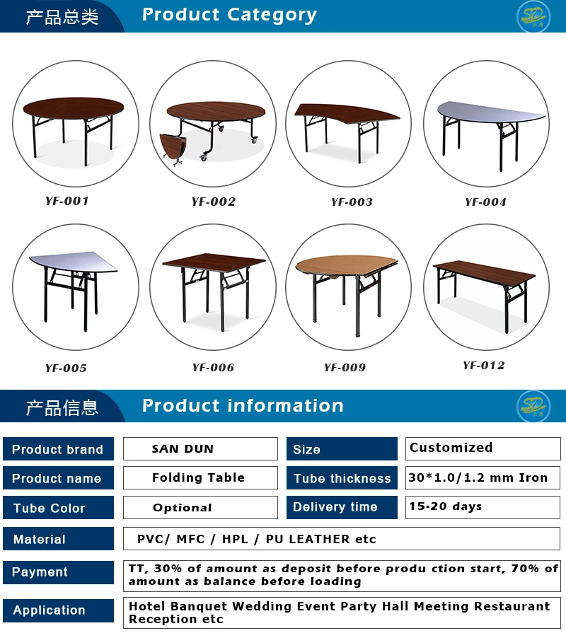 Square Wooden Top Folding Table for Restaurant Dining Room Banquet