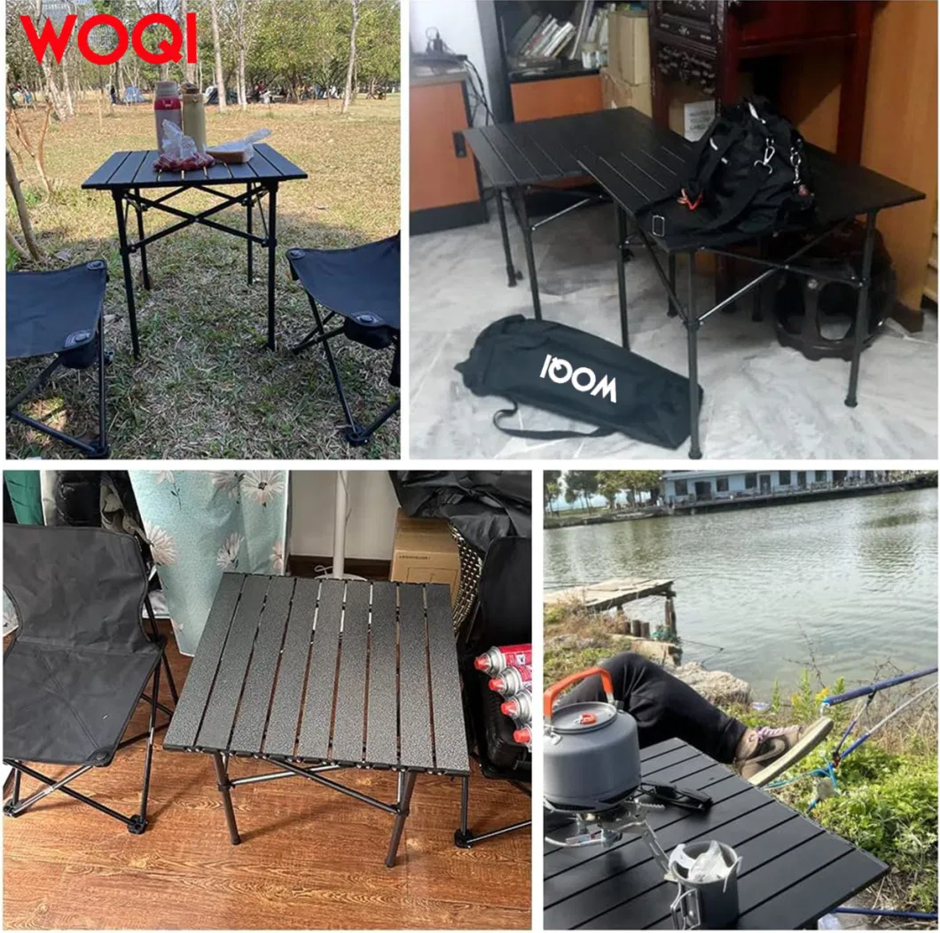 Woqi Folding Camping Table 4 Chair Set, Lightweight Folding Portable Table Strap