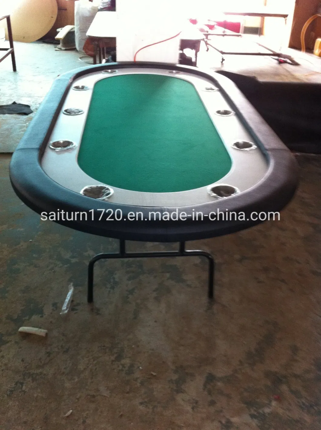 10 Person Oval Folding Poker Table with Iron Leg