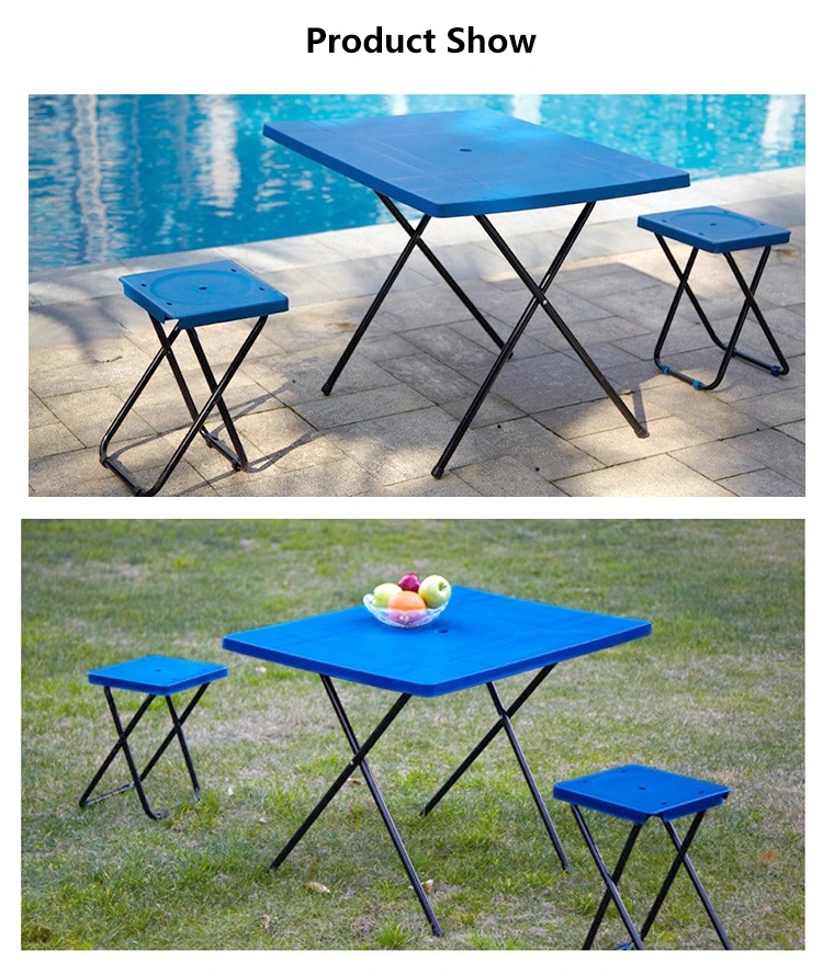 Commercial Folding Square Table Chair with Metal Legs