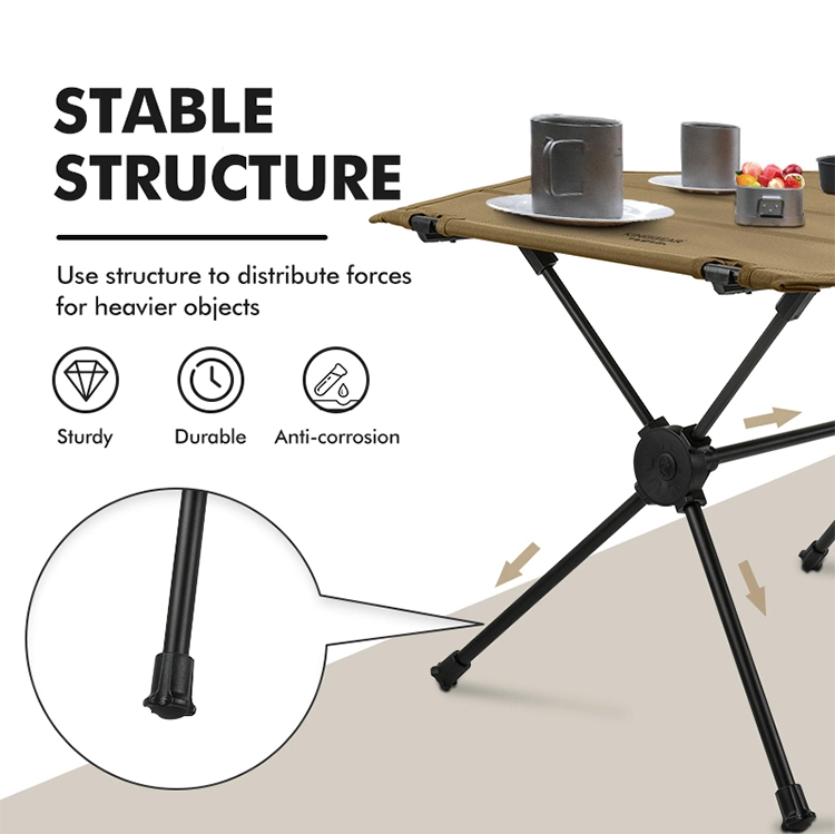 Kinggear New Arrive Outdoor Glamping Portable Hexagon Camping Picnic Table Compact Aluminum Frame Camp Foldable Table