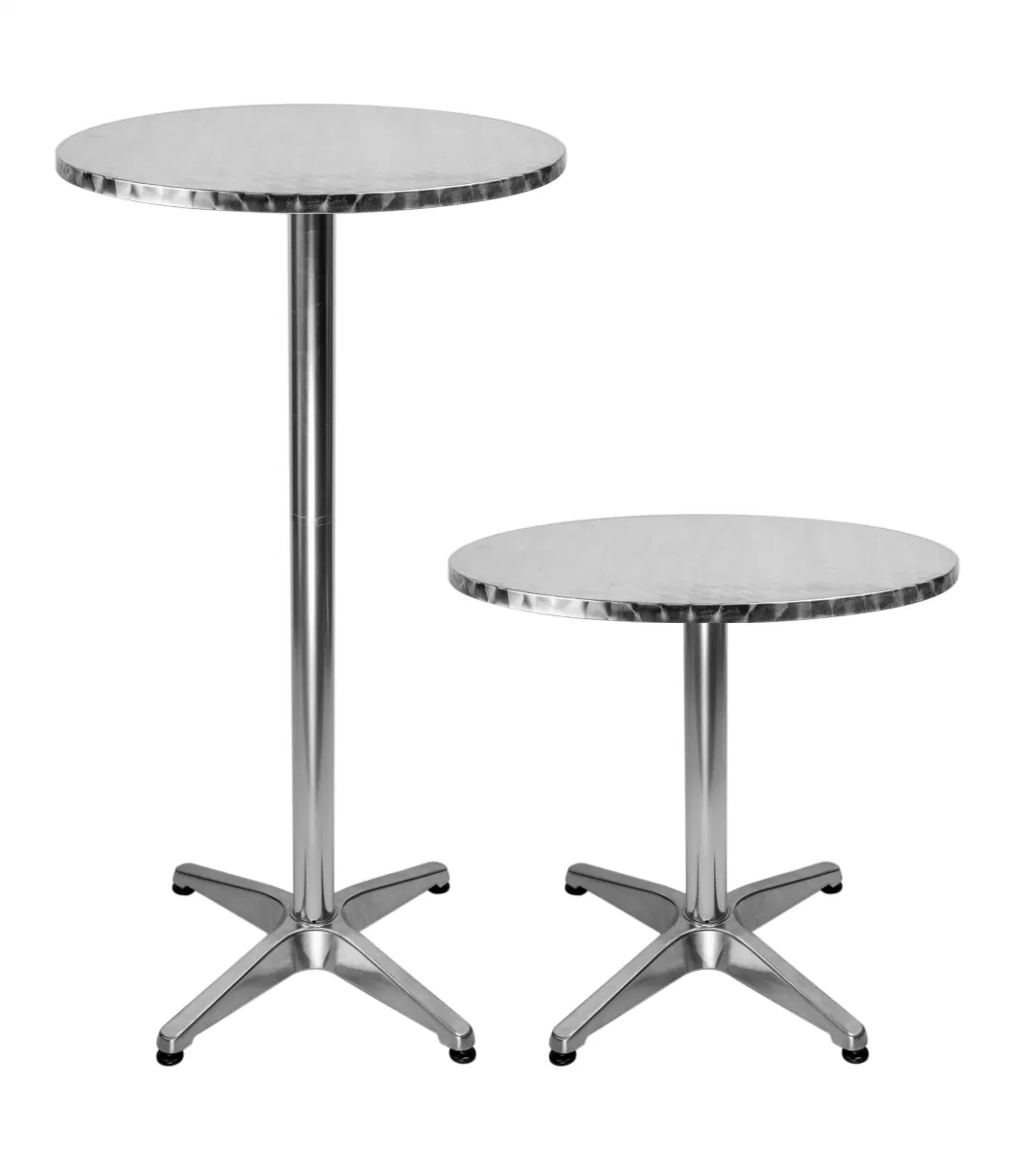 Aluminum Silver Color Garden Balcony Coffee Bar Table with Foldable Top