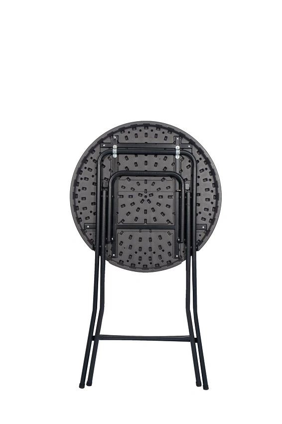 80cm Bistro Patio Garden Black Wood Grain Plastic Folding Round Cocktail Table