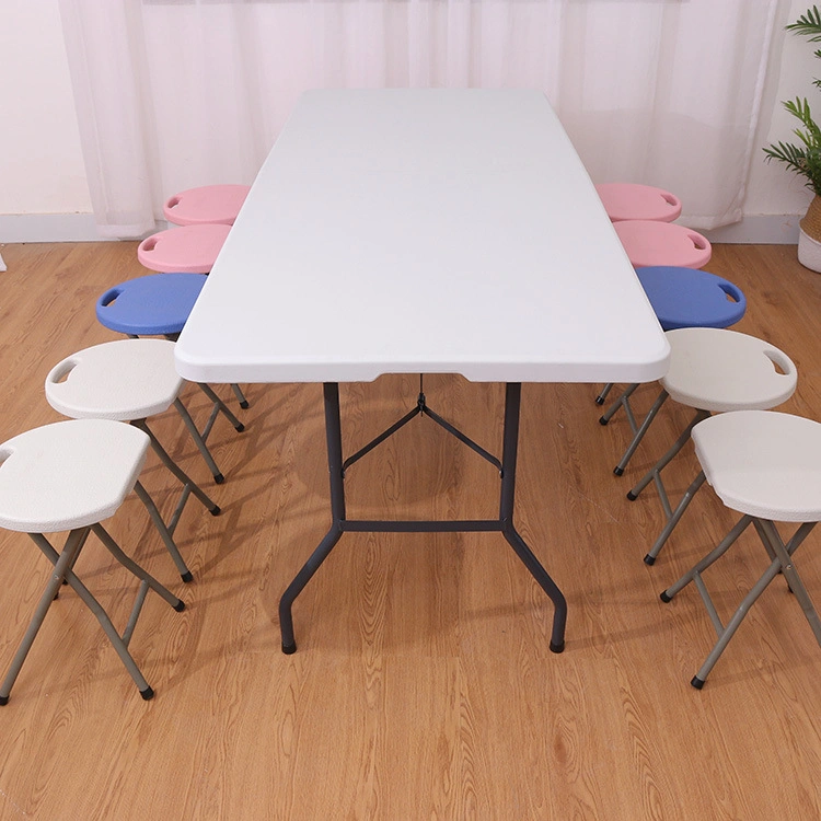 High Quality Foldable Furniture White Modern Plastic Metal Dining Rental Outdoor Folding Table