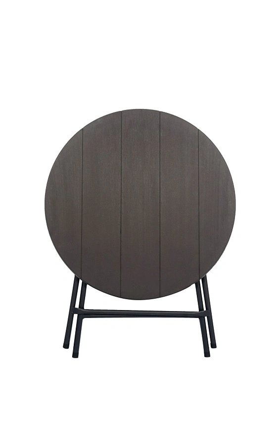 80cm Bistro Patio Garden Black Wood Grain Plastic Folding Round Cocktail Table