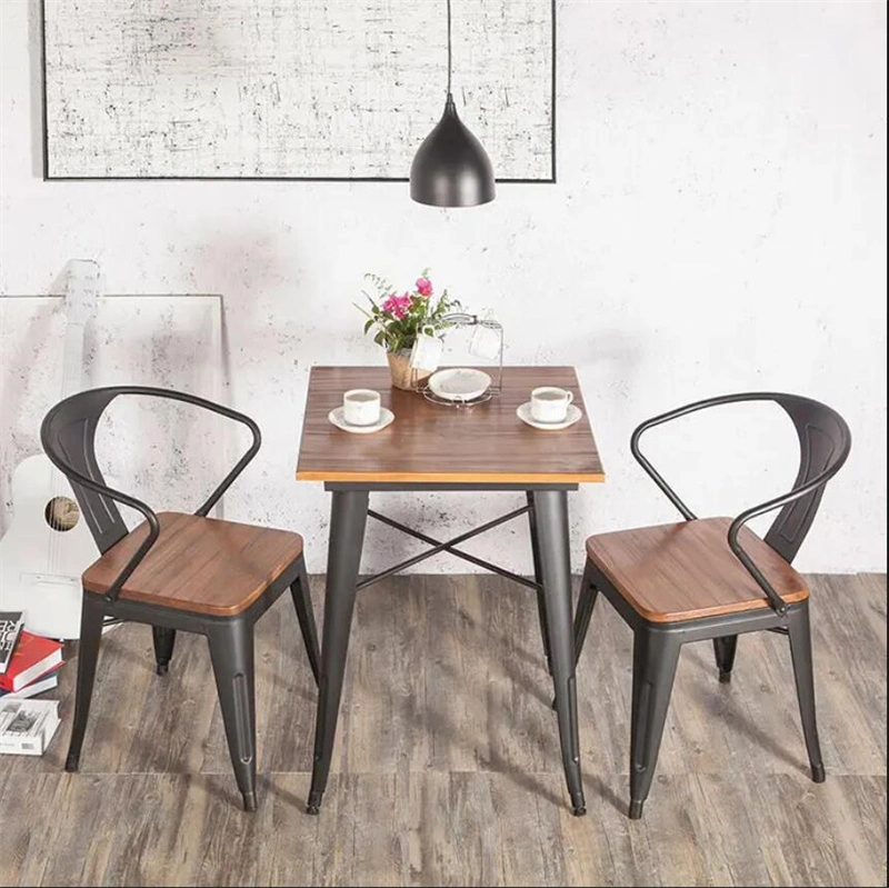 Custom Wood Dining Table Set Retro Themed Restaurant Dining Table Chairs