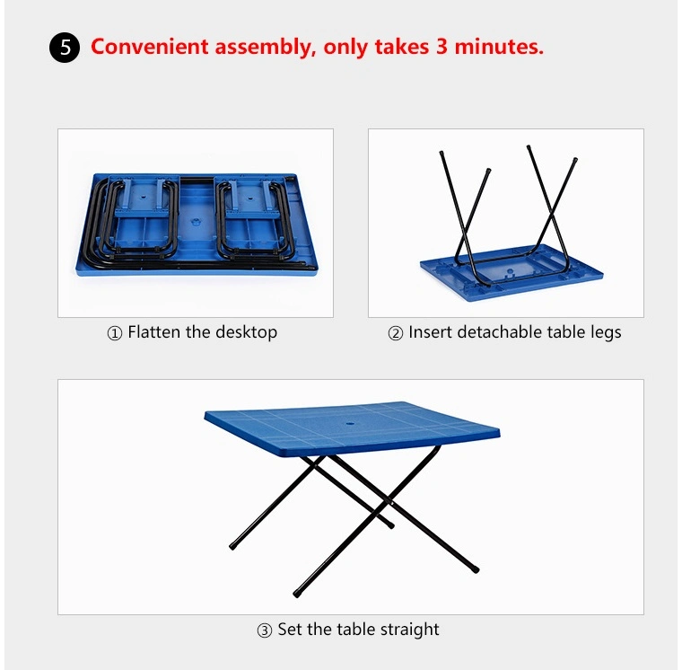 Commercial Folding Square Table Chair with Metal Legs