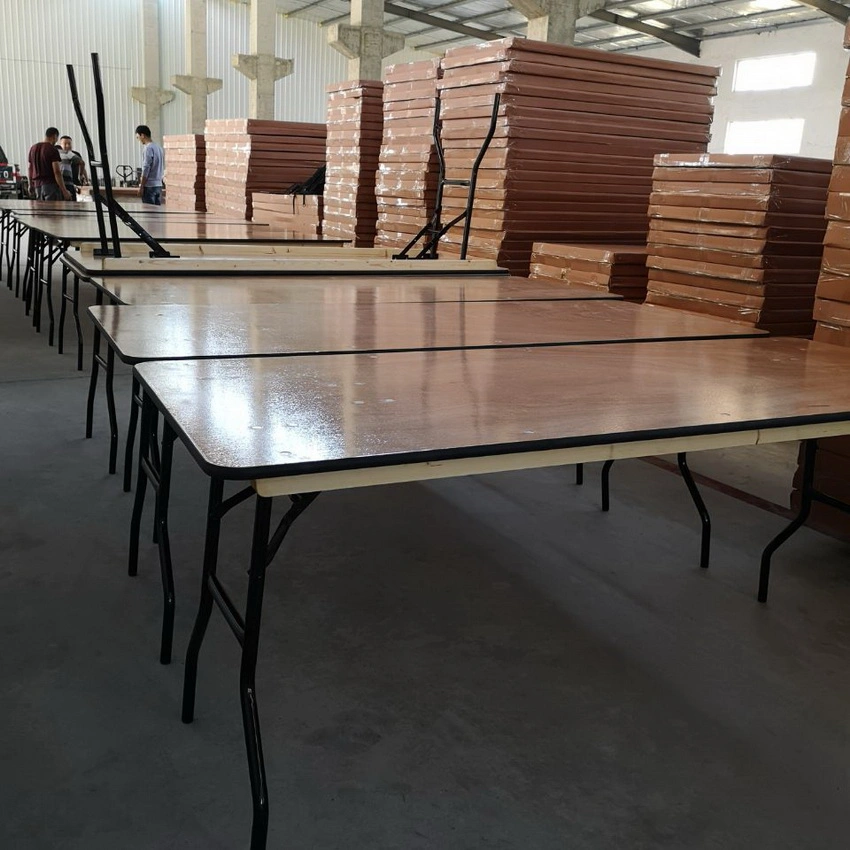 Factory Price Rectangular Foldable Plywood Folding Dining Tables for Wedding Event