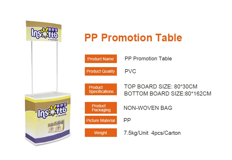 Trade Show Advertising Exhibition Heavy Duty Event Desk Floor Standing Plastic PP Counter Foldable Promotion Table