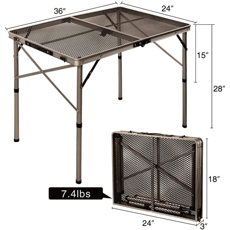 Folding Portable Grill Table for Camping, Lightweight Aluminum Metal Grill Stand Table for Outside Cooking Outdoor