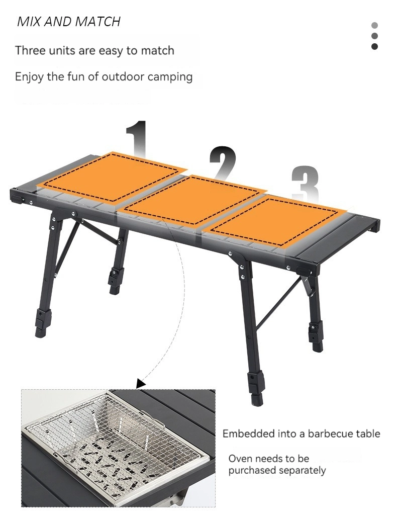 Kinggear Outdoor Kitchen Folding Camping Igt Table Portable Lightweight Camp BBQ Grill Table