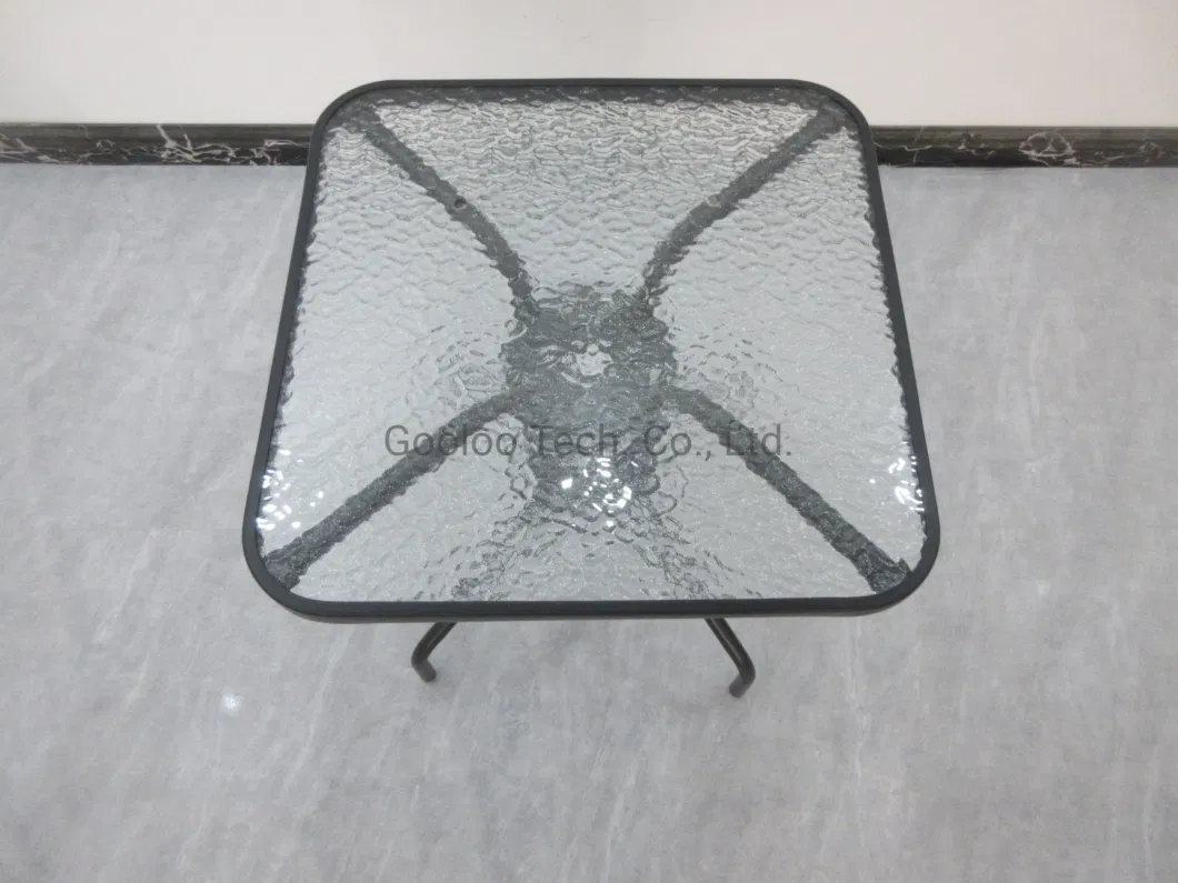 Foldable Square Translucent Tempered Glass Top Rattan Wicker Coffee Table